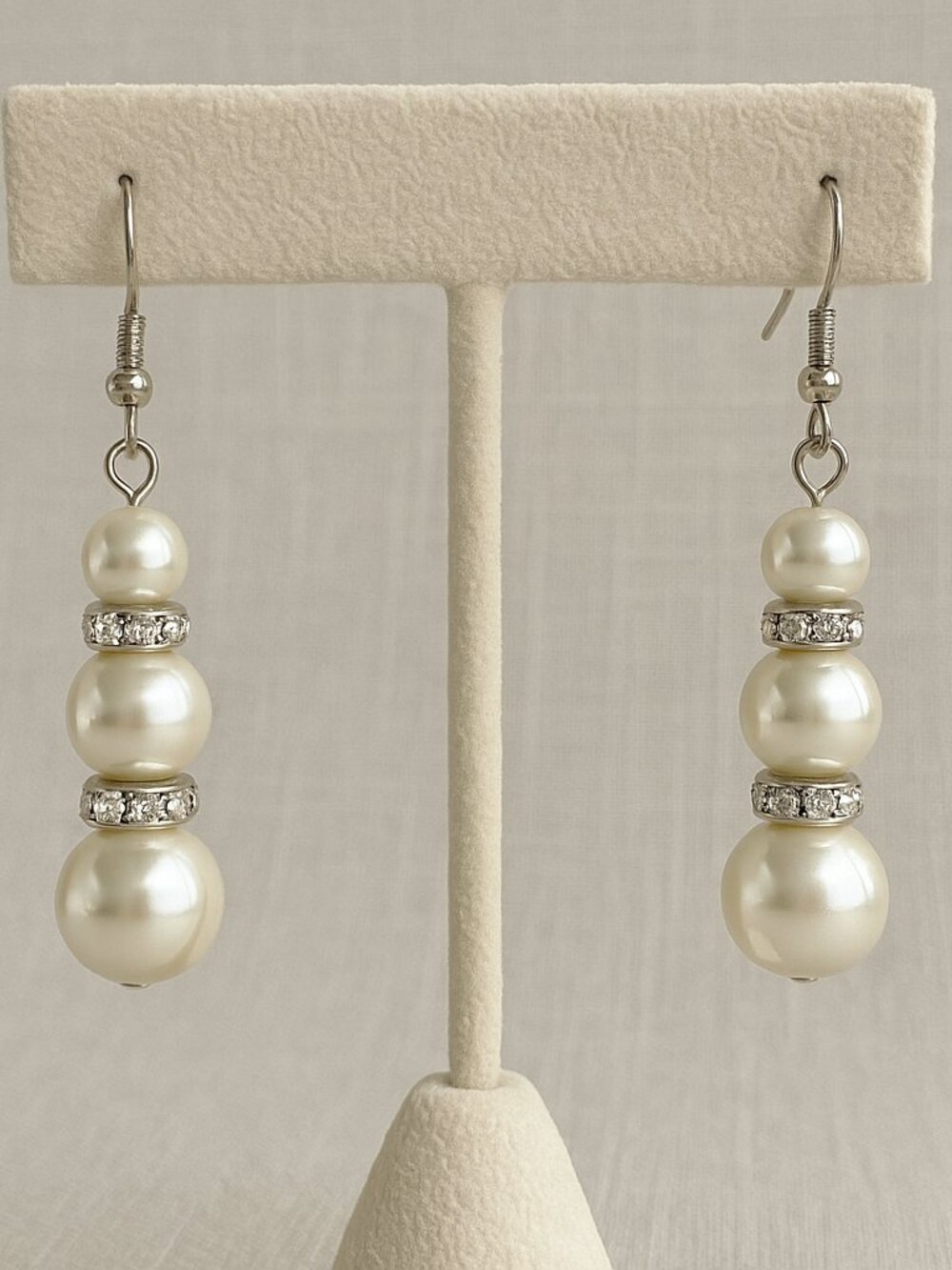 Elegant Triple Pearl Dangle Earrings